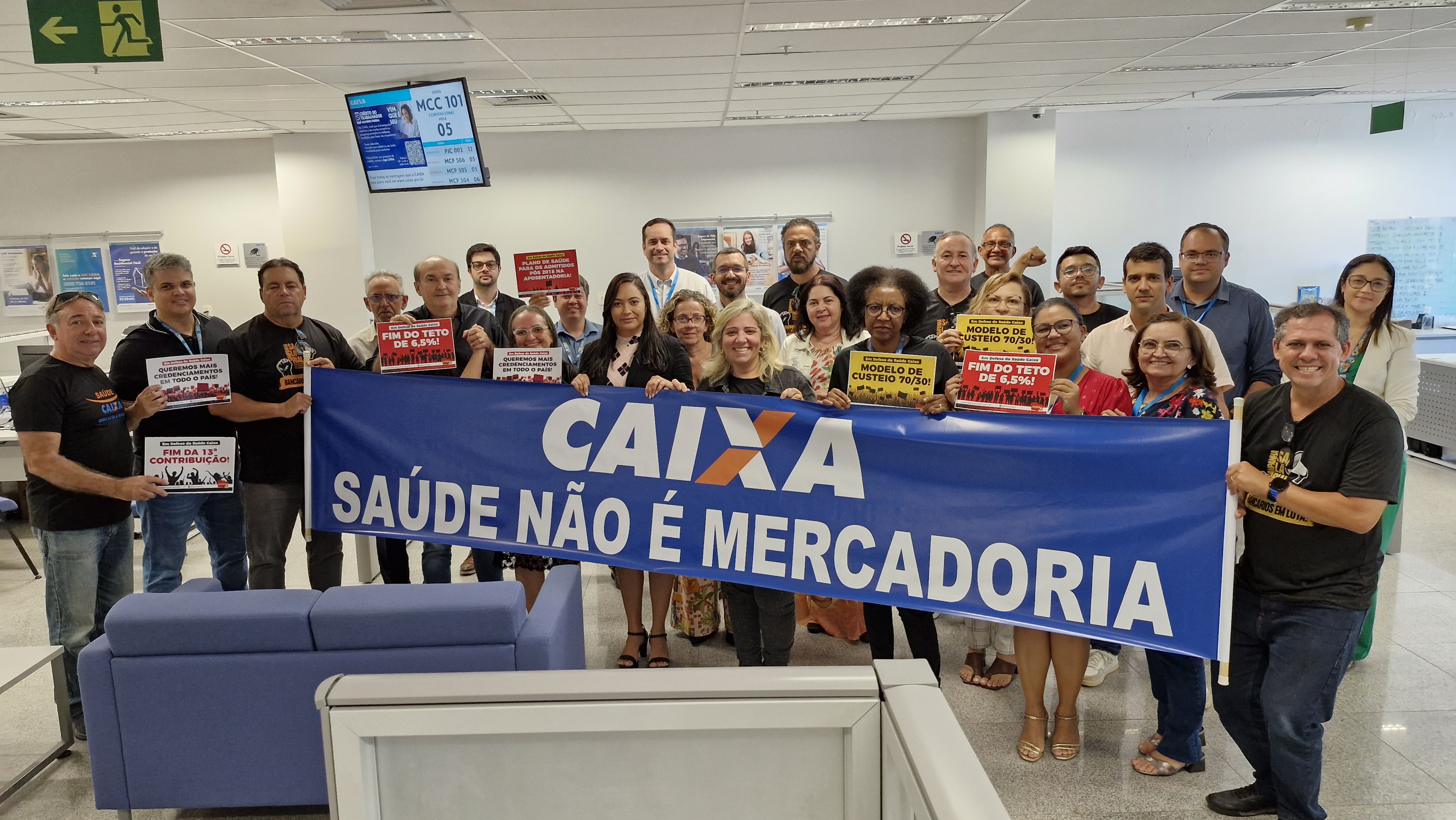 SEEB/RN mobiliza bancários em Dia Nacional de Luta em Defesa do Saúde Caixa 