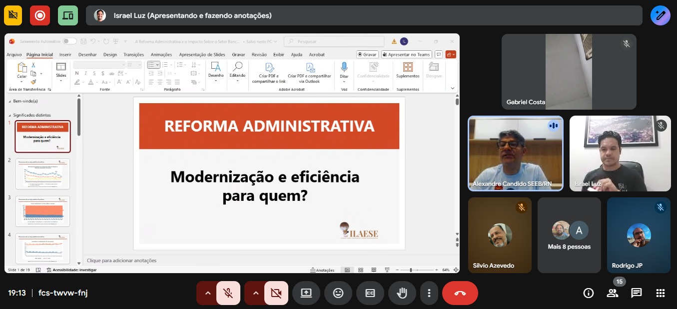 SEEB/RN realiza palestra sobre a reforma administrativa e alerta para impactos no setor bancário
