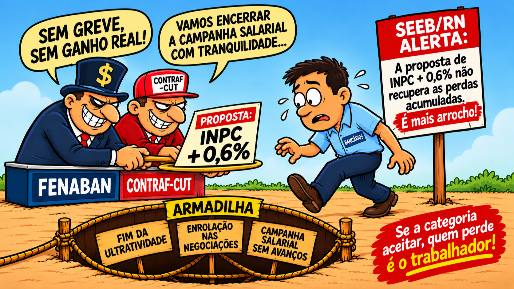 Fenaban e Contraf-CUT preparam armadilha para encerrar campanha salarial sem greve e sem ganho real